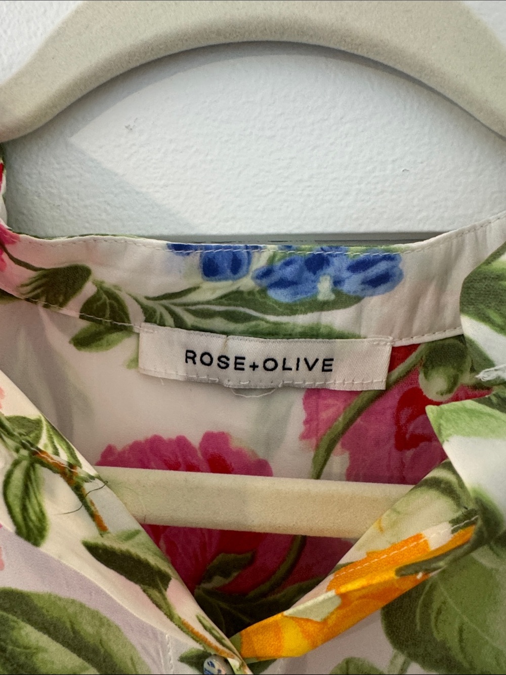 Rose & Olive Floral Ruffle-Sleeve Blouse in Pink, Blue, Green, Yellow - Picture 2 of 2